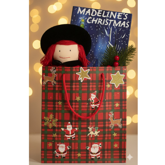 Madeline Christmas Gift Set – 1990 Eden Doll + “Madeline’s Christmas” 1985 Book - Picture 2 of 16